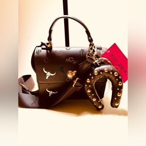 Betsey Johnson Brown Crossbody Bag with embroidery & Western Accents